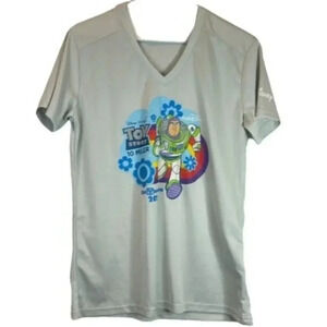 RunDisney Short Sleeve V-neck Tee Buzz Lightyear Springtime Surprise Ten Miler M
